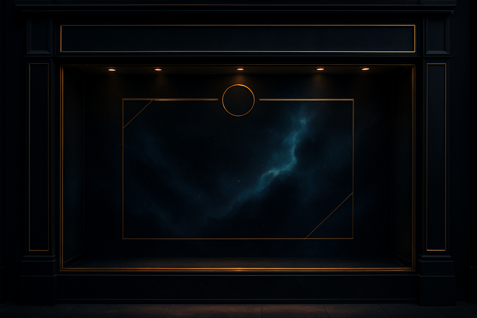 make dark spaceish classy photo for shop front