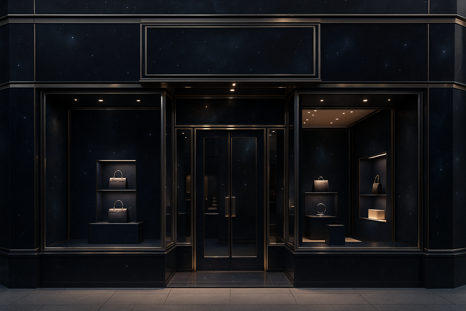 make dark spaceish classy shop front pic